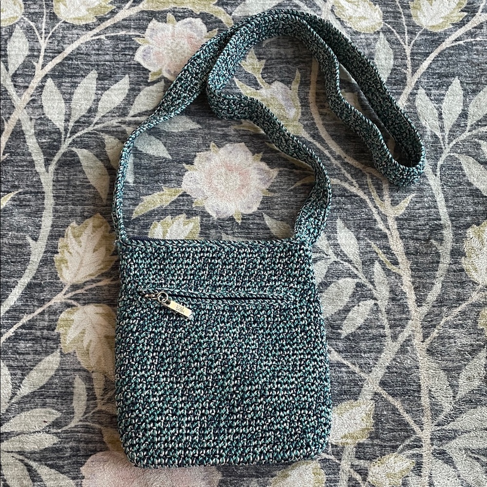 NWOT The Sak Crossbody Bag Teal Purple Blues Knit Twighlight